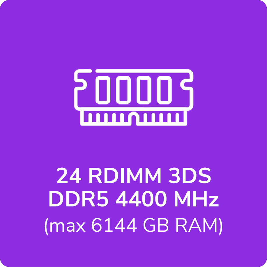 2_24RDIMM_3DS_DDR54400MHz(max 6144 GB RAM)